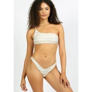 Nirvanic Bikini Set XS S Deia Top Bottom One Shoulder Eco Seashell Swim Swimsuit